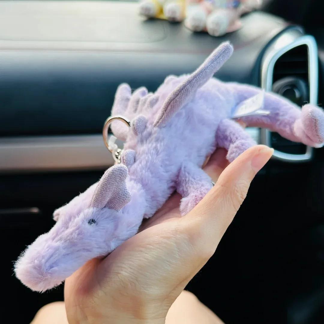 

New 10cm White Pink Purple Dinosaur Bag Pendant Doll Keychain Toy Pet Holiday Gift Cat and Dog