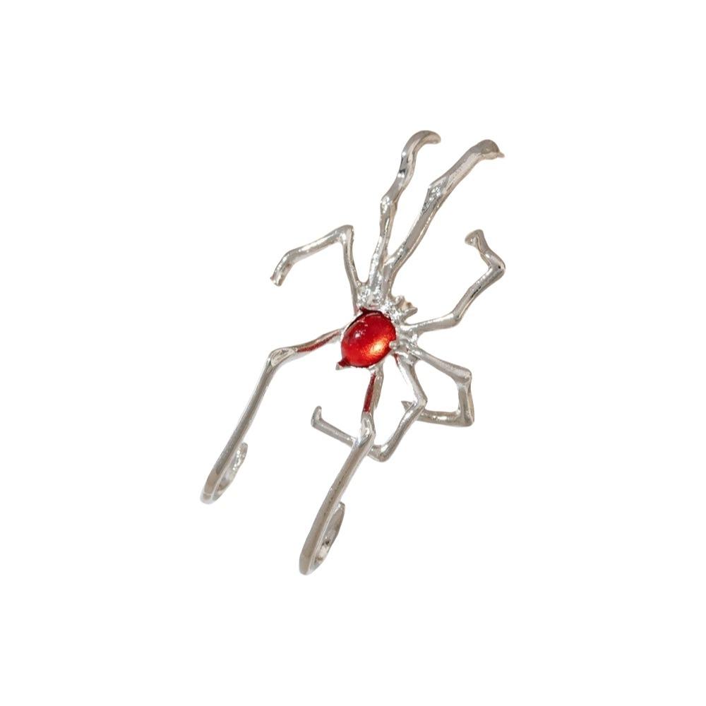 Gothic Spider Earrings Dark Piercing Earrings Minimalist Ear Bone Clip Unisex красный