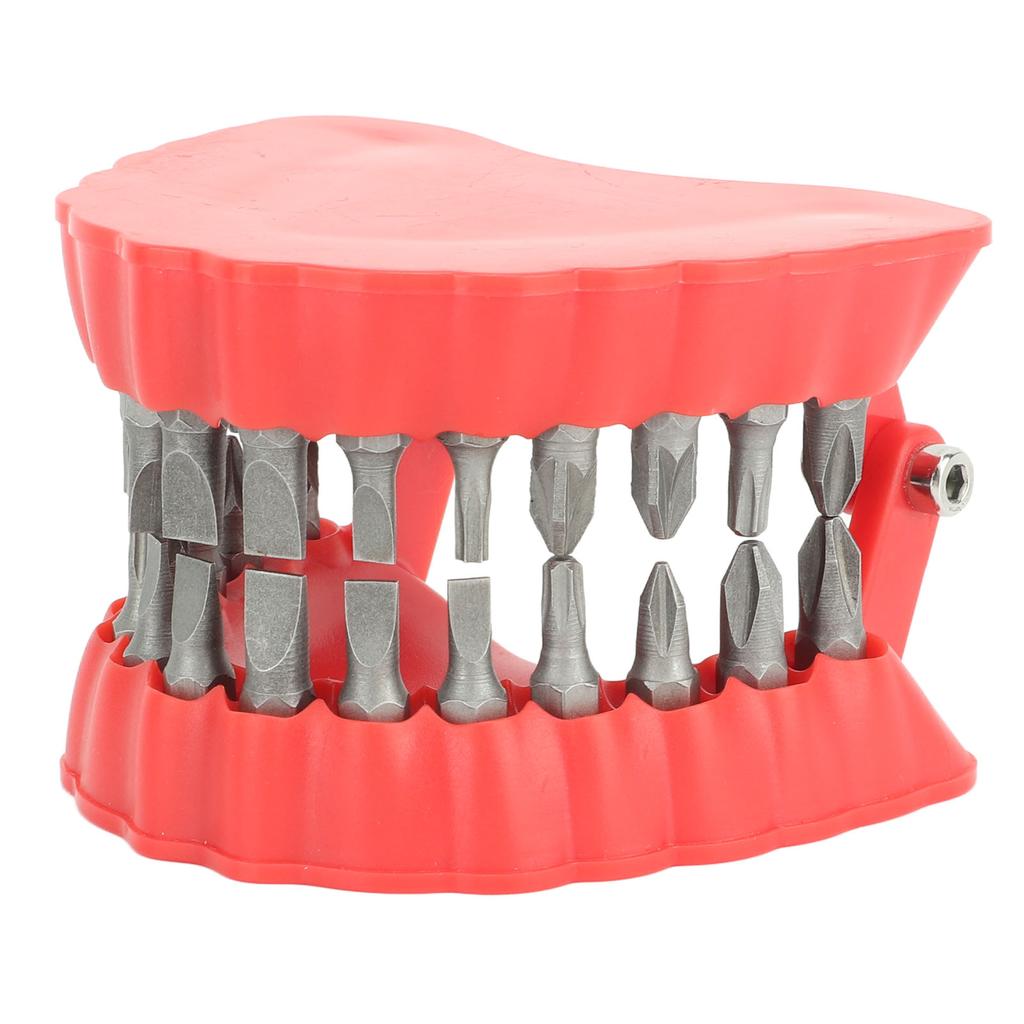 Denture Drill Bit Holder Denture Screwdriver Organizer 3D Sculpture Desk Decor 28 Holes Red With Bits