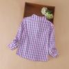 Girls' Plaid Shirt with Ruffle Long Sleeve Casual Top 100% Cotton Spring Autumn Daily Wear Kids' Fashion 2025
