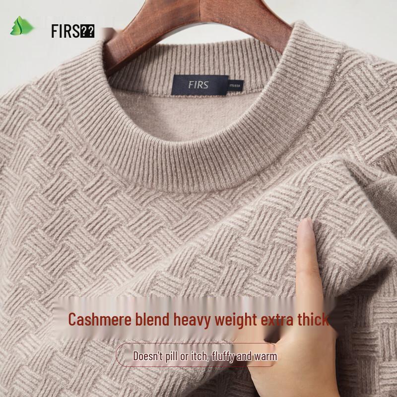 Men's Heavyweight Cashmere Wool Round Neck Sweater