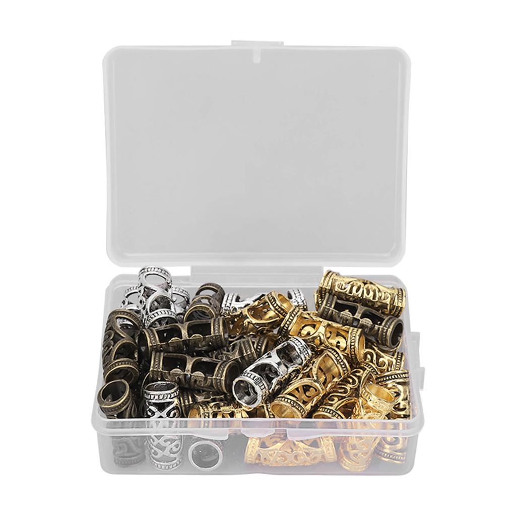 48 ks korálků na vlasové dredy 4 barvy Vintage Alloy vlasový korálek na vousy pro zaplétání vlasů DIY šperky