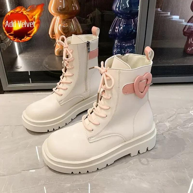 

Женские ботильоны, милые, элегантные, на среднем каблуке, кавайные, на шнуровке, женские короткие туфли, тренд 2024 года, высокое качество, Y2k 37