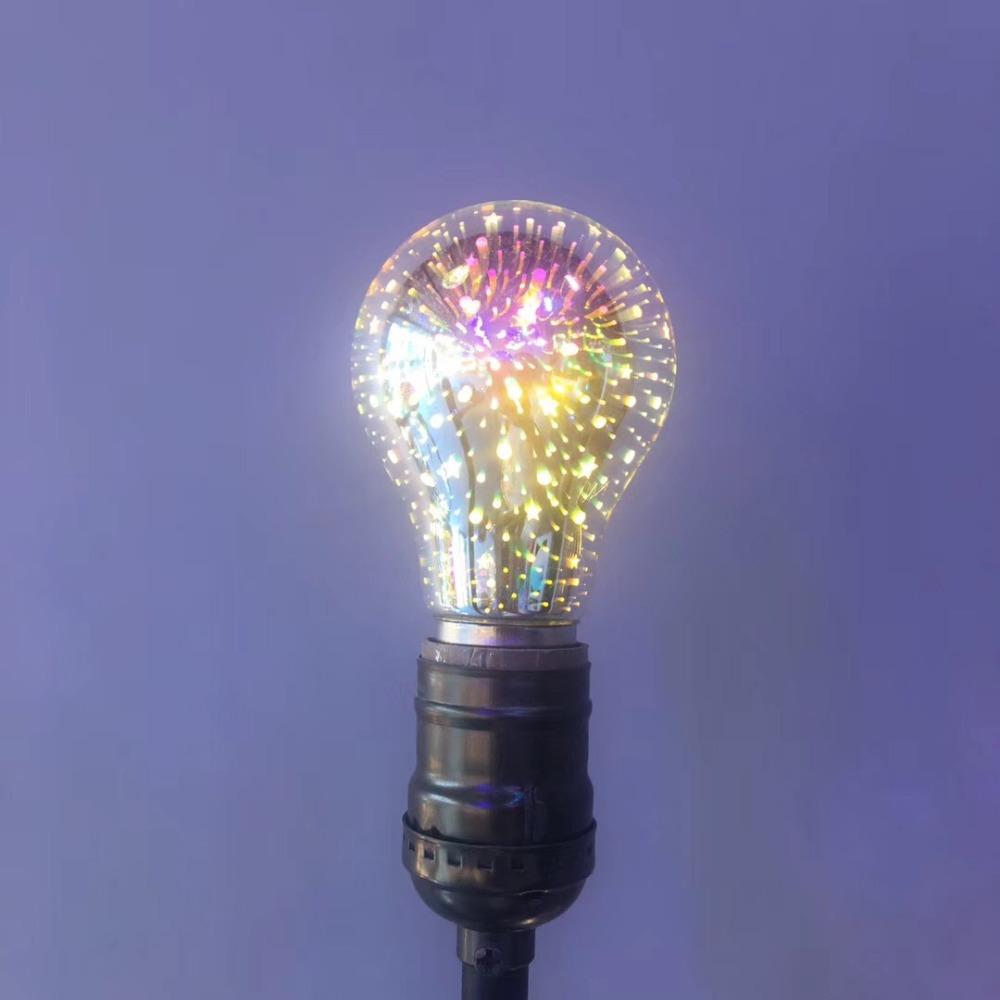 1 шт. 3D цветная светодиодная лампочка Эдисона E27 220 В винтажная декоративная лампа для фейерверков ST64 G95 A60 Рождественская ампульная светодиодная лампа освещения A60