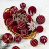 Hand-Painted Wine Red Christmas Ornament - Flocked Hanging Ball for Trees, Hotels, Malls, and Window Displays