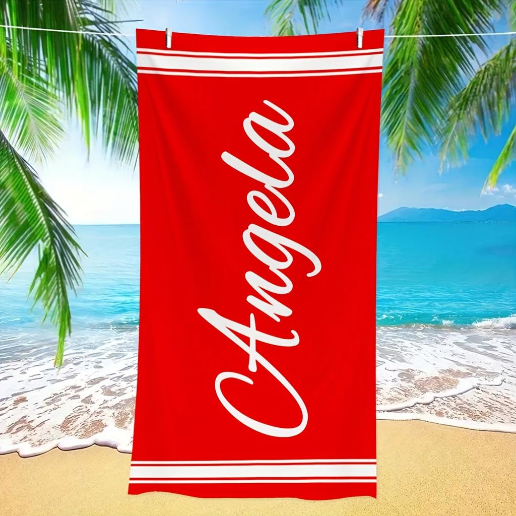 Toalla de Playa Rayada Personalizada con Nombre/Logo Personalizado Toalla de Microfibra Fina Secado Rápido Absorbente para Playa Natación Yoga Baño Deportes