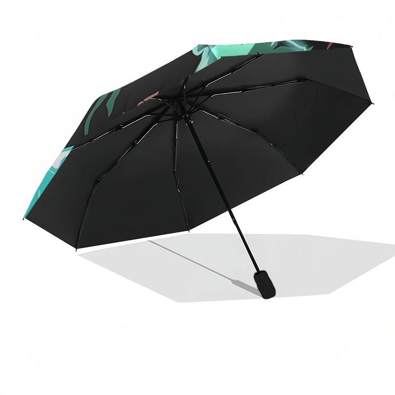 1pc My Hero Academia Anime Theme Automatic Opening Folding Umbrella with Lightning Print - Portable 3-Fold Design, 8-Bone Iron Frame Outdoor Umbrella