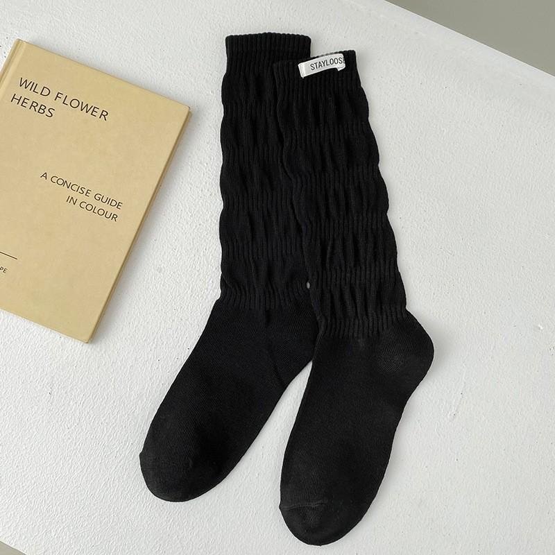 

Socks Pure Cotton Stacking Socks Spring And Autumn Versatile Cloth Label Letter Internet Celebrity Cotton Sweat-Absorbing Deodorant Stockings One size fits all чорний