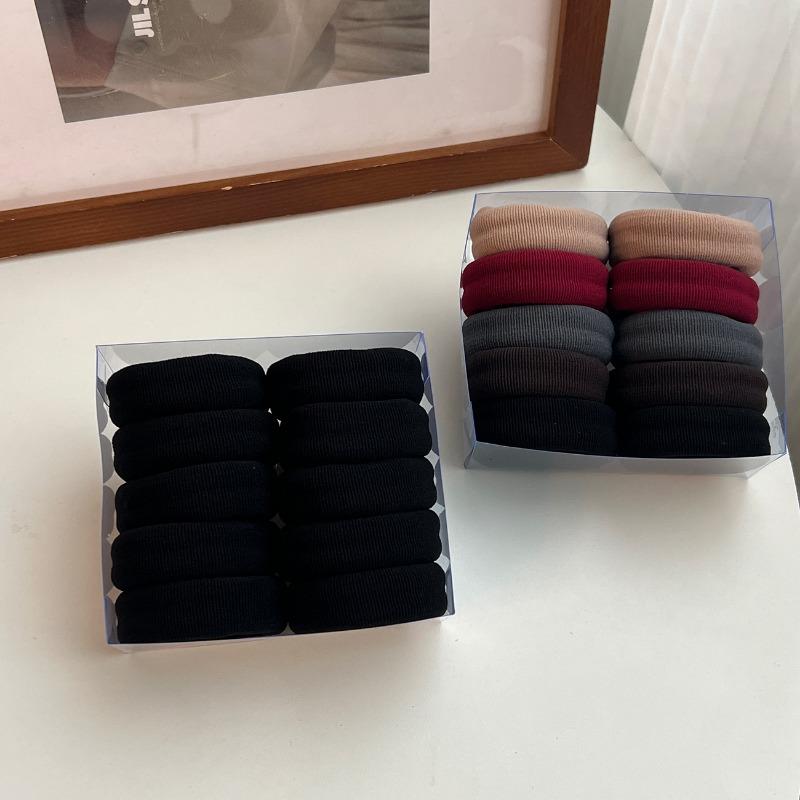 10Pcs/set Bold and Thickened Seamless Rubber Band, Black Hair Band, No Hair Damage, Headrope, Seamless Hair Rope, High Elastic Hair Tie.