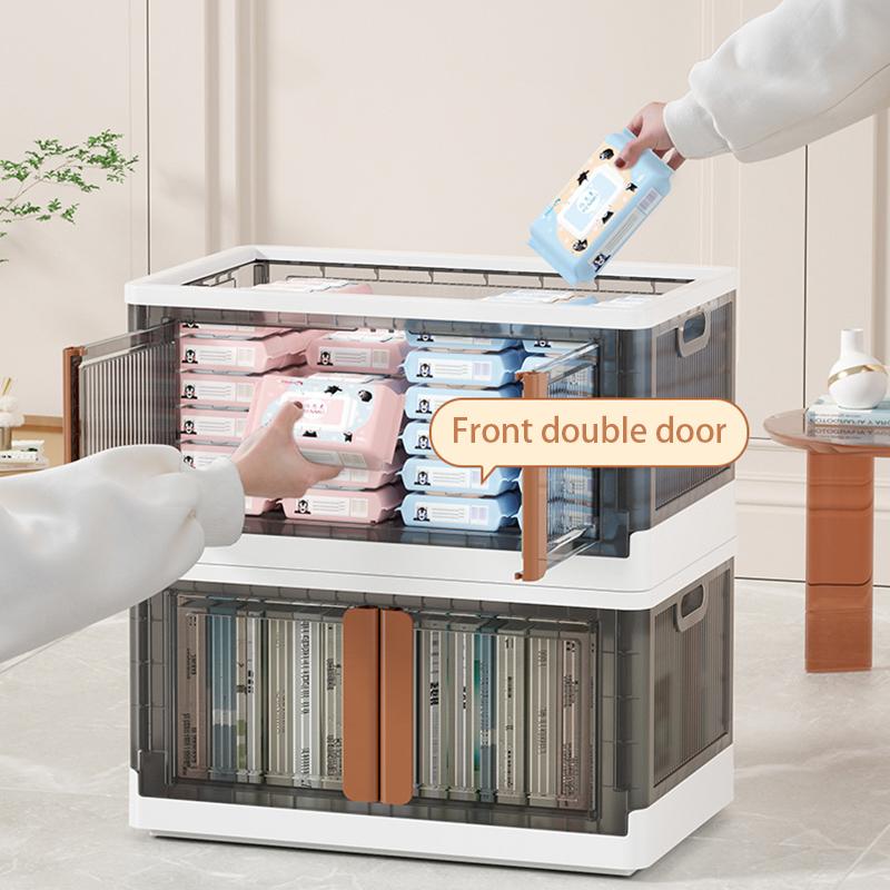 

ZY-HE042 Size L Foldable Home Storage Box Clear Snack Toy Clothes Organizer White