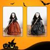 Haunting Halloween Decorative Witch Broom Personalized Fabric and Wood Witch Broom Sculpture for Halloween Celebration