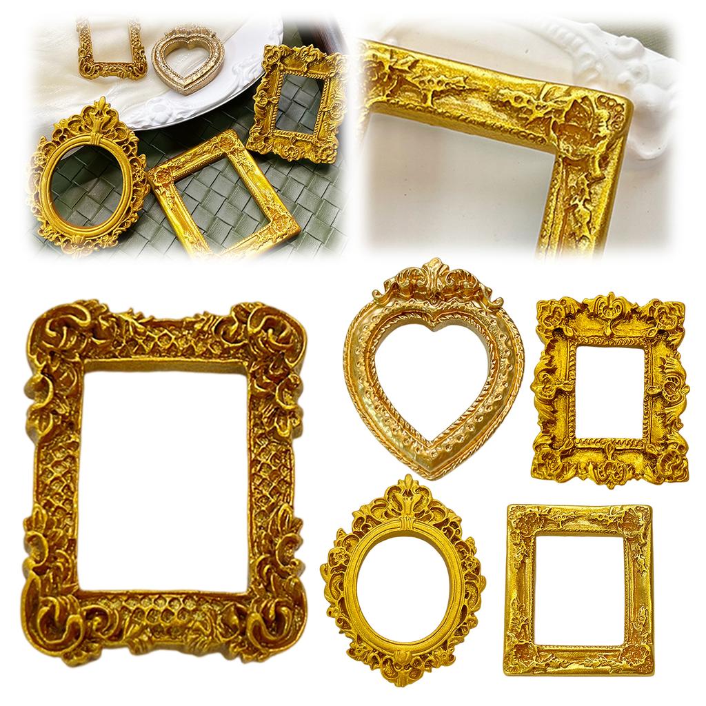 Pack of 10 Gold Small Baroque Style Picture Frames Vintage Mini Picture Frames for DIY Jewelry Display Holiday Photography Decor