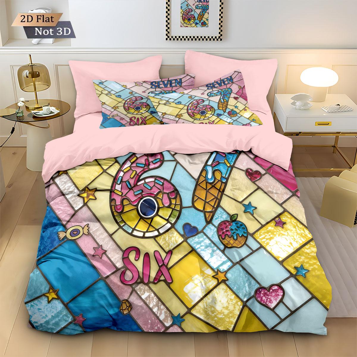 

Comforter 3 Imitation Glass Painted 67 Element Print Coreless Down Multi Size Bedroom Bedding Decoration Machine Washable Comforter (quilt)-EU Single(135*200cm)3pcs