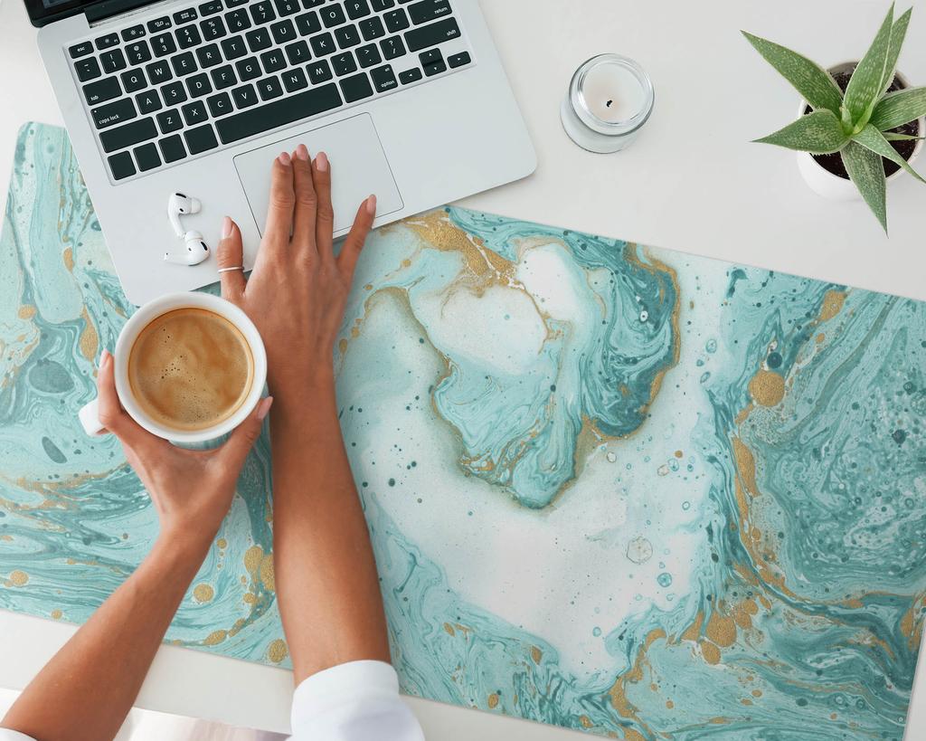 Universal Protective Mat for Computer Equipment Marble Waves 100x50 cm