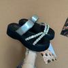 Beautiful thick-soled toe cool slippers women's summer wear 2025 new versatile rhinestone flip-flops non-slip beach shoes