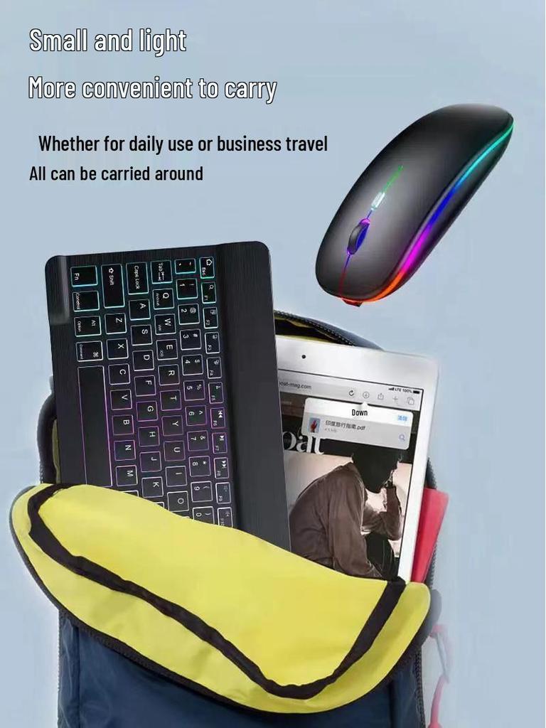 Ultra-Thin Silent RGB Bluetooth Keyboard & Mouse Set for 10-inch iPad/Huawei – Rechargeable & Wireless