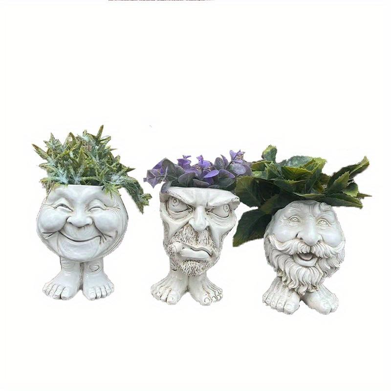 1pc Funny Face Resin Flower Pot, Suitable for Outdoor Courtyard Garden Terrace Decoration