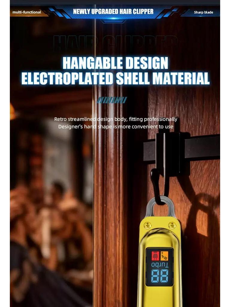 Electric Hair Clipper: Customizable, Rechargeable, Plug-in, LCD Display, Hair and Beard Trimmer