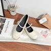 Grape mother 4cm inner height increase, light mouth silver small leather shoes flat sole soft sole Mary Jane single shoes women's outer wear advance