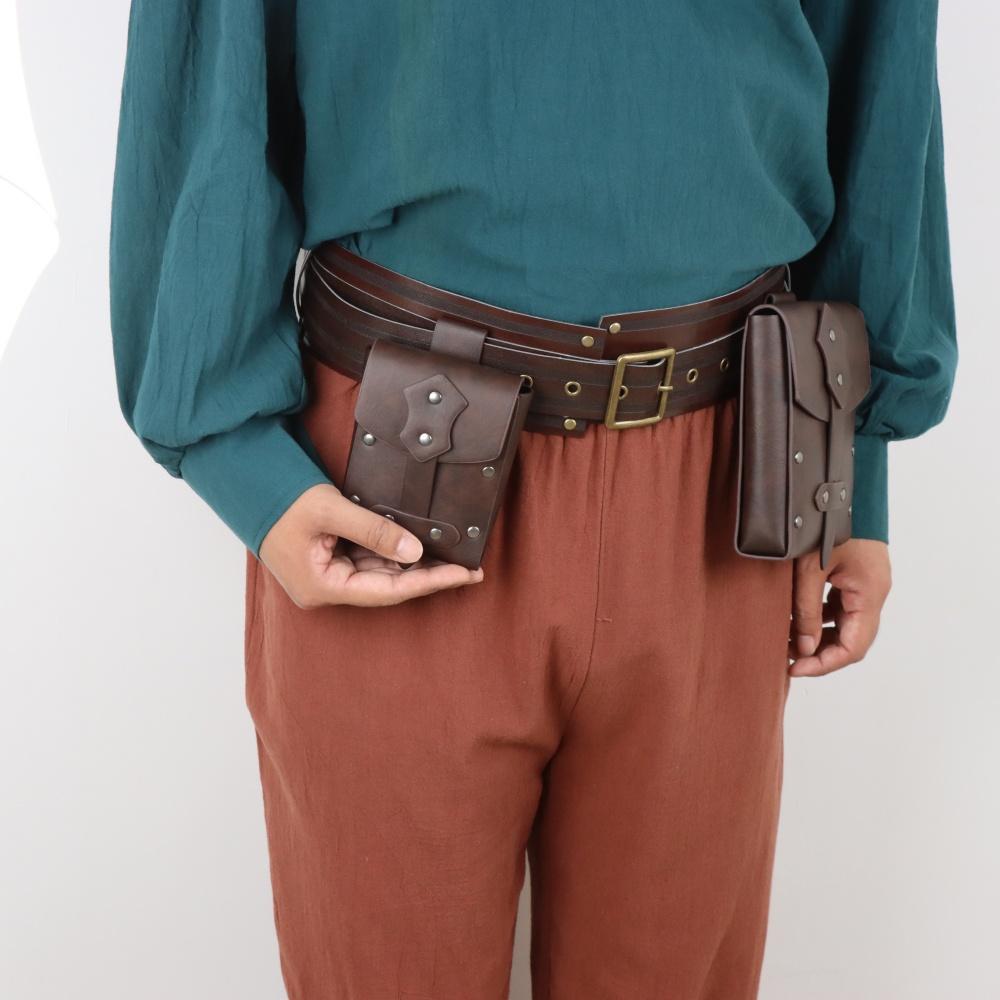 Medieval Belt PU leather copper coin waist bag Coaplay wide belt Renaissance retro belt Cosplay props Accessory
