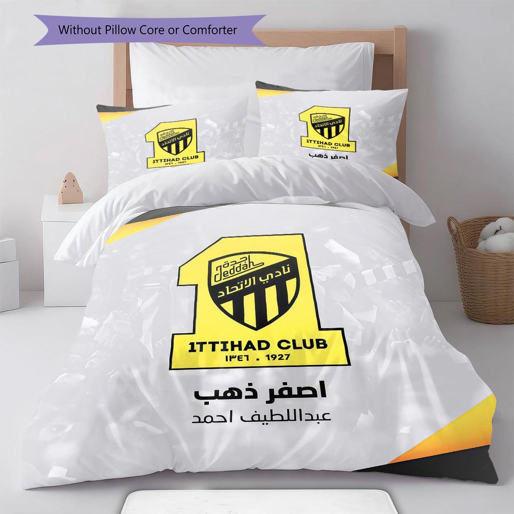 Al-Ittihad FC Pattern Bedding,Quilt Set Quilt Cover Pillowcase Home Birthday Gift(1 * duvet cover + 2 * pillowcase, without core)