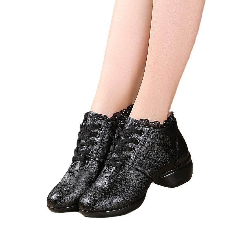 Women's Modern Ballroom Mid-Calf Dance Boots - Soft Sole, Mid-Heel.