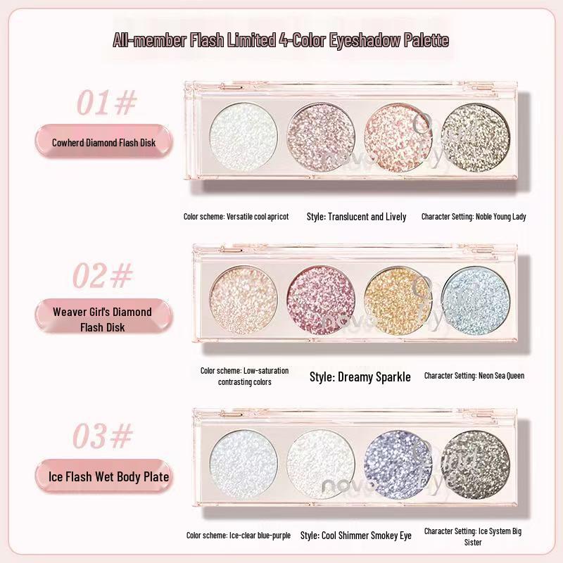 Blendende Farb-Smoky-Lidschattenpalette - Vierfarbig schimmernder Glanz