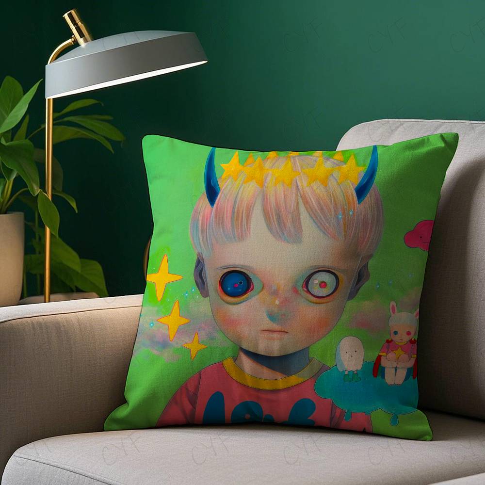 Anime H-Hikari Shimoda Illustrations Pillow Case Custom Printed Brushed Fleece Pillow, Baby Skin-Touch, Eco-Friendly Dye-Sublima