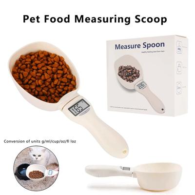 Cat Food Scale LCD Electronic Dog Food Weighing Cup Pet Feeding Precision Measuring Spoon Digital Display Cat Feeder