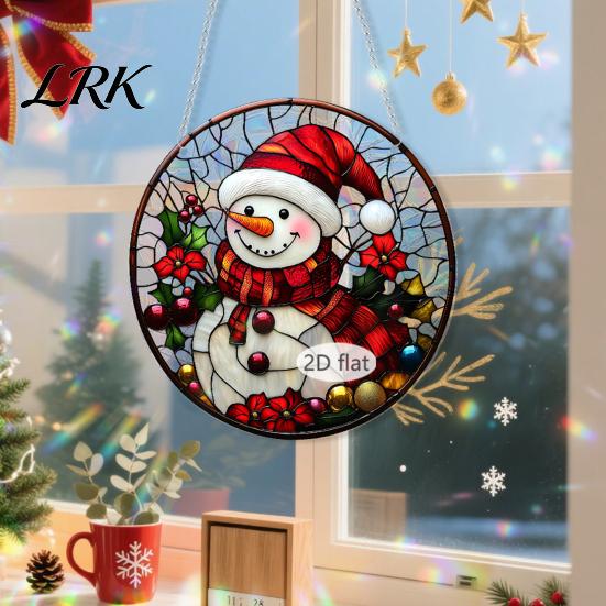 Decorative Chains for Hanging Ornaments Christmas Acrylic Window Decor, 2D Holographic Stained Glass Art Indoor Festive Atmosphere Decor Ornament with