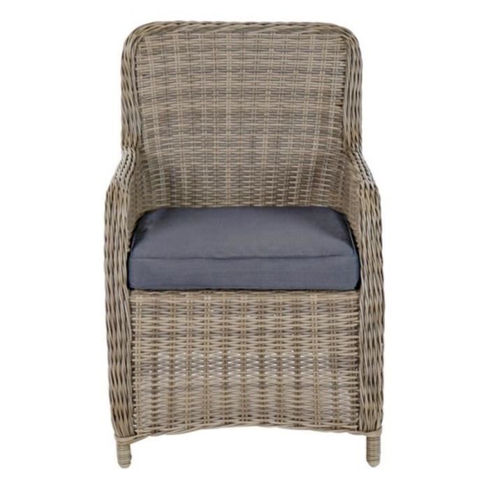 Table and 6 Chairs Set - Steel and Rattan - Beige - 200 X 100 X 75 Cm - Weather Resistant