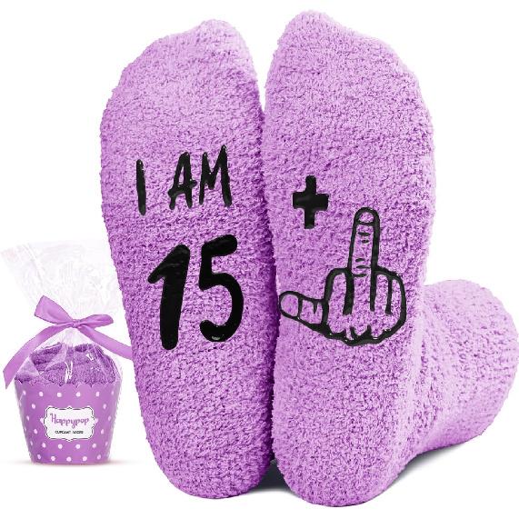 HAPPYPOP Birthday Gift Ideas - Sweet 16 Socks 15th Birthday Presents for Boys Girls