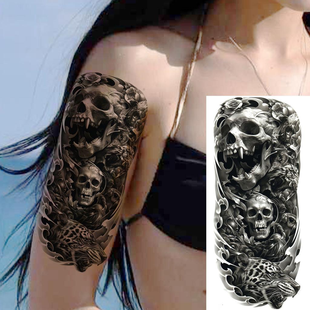1 Sheet Compass Pirate Ship Temporary Tattoos For Women Men Adults Waterproof Tattoo Sleeve Self Adhesive Forearm Arm Leg Body