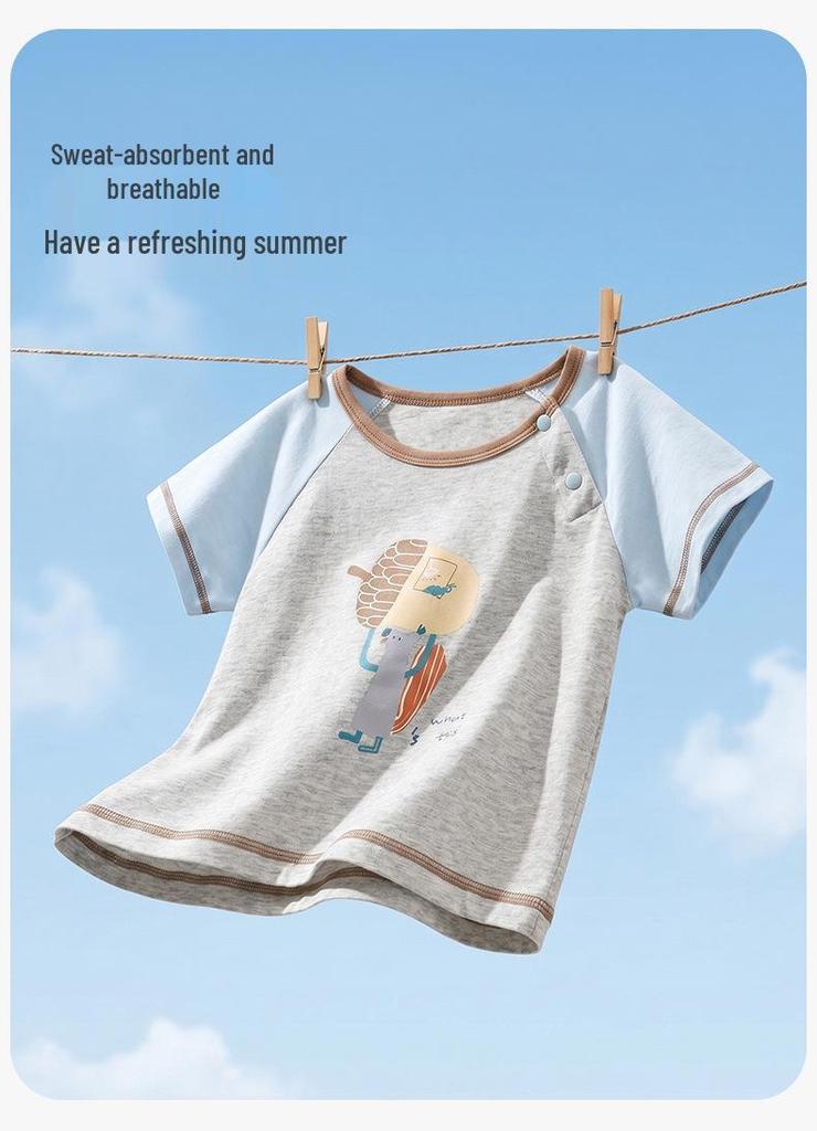 Children's Cartoon Pinecone T-Shirt, 0-5 Years, Short-Sleeve Summer Top, Stylish & Trendy