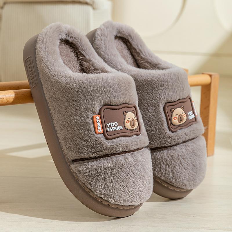 Cotton slippers home autumn and winter cartoon cotton shoes shoes warm plush thick soled plush couple cotton mop