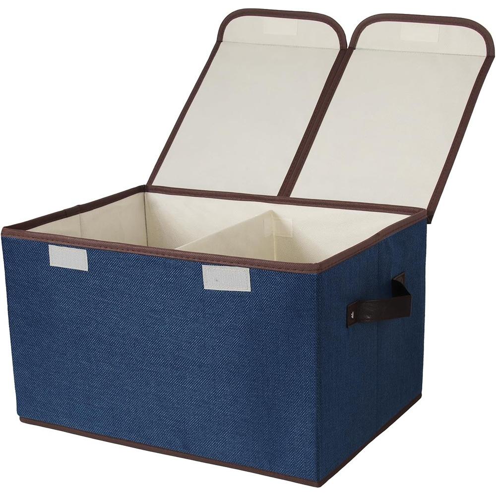 with Double-Lid Fabric Storage Box Dividers Home Storage Organizer  for Home Closet Office