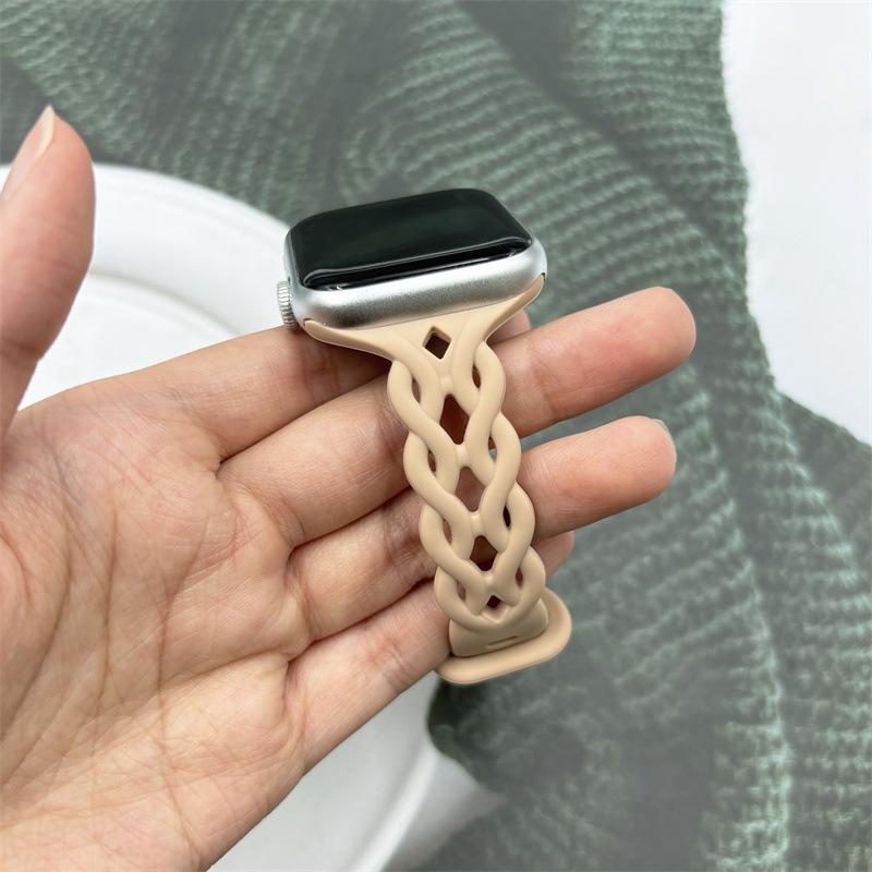 For Applewatch10 Apple Watch with iwatch9876SE Hollow Breathable Twist Silicone Sports