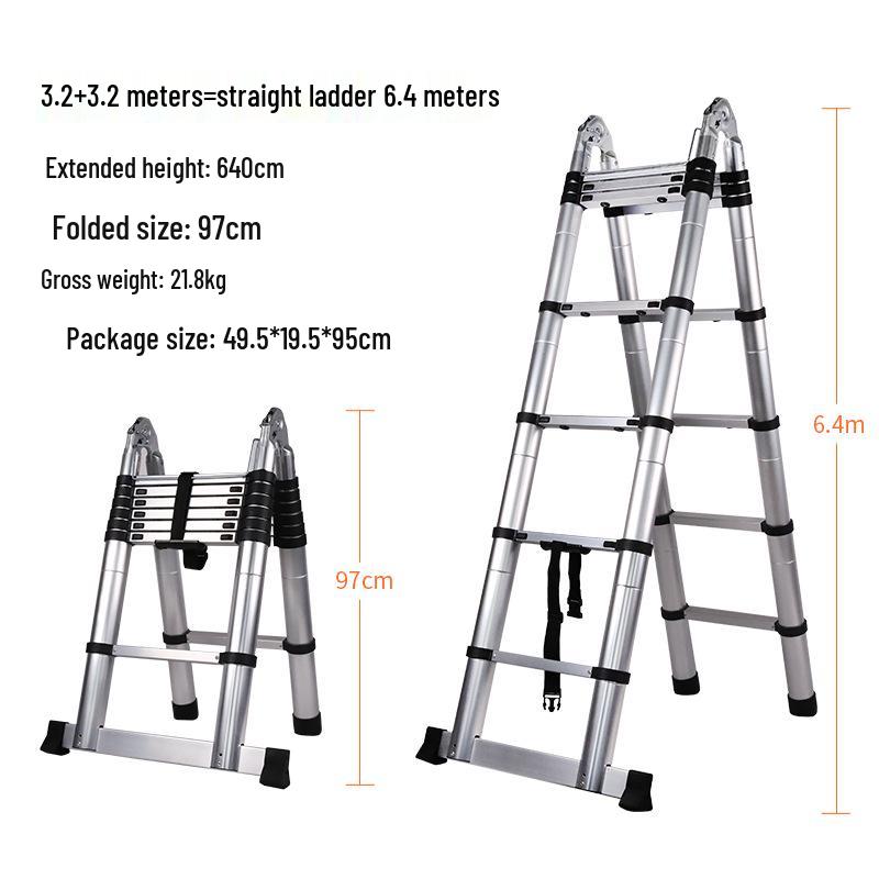Multi-Functional Aluminum Telescopic Ladder - Herringbone Design, Foldable, Thickened for Household and Large Joint Decoration.