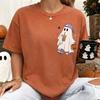 Comfort Colors Cute Ghost Halloween Shirt, Spooky Season Tee, Trick Or Treat Pumpkin Tshirt