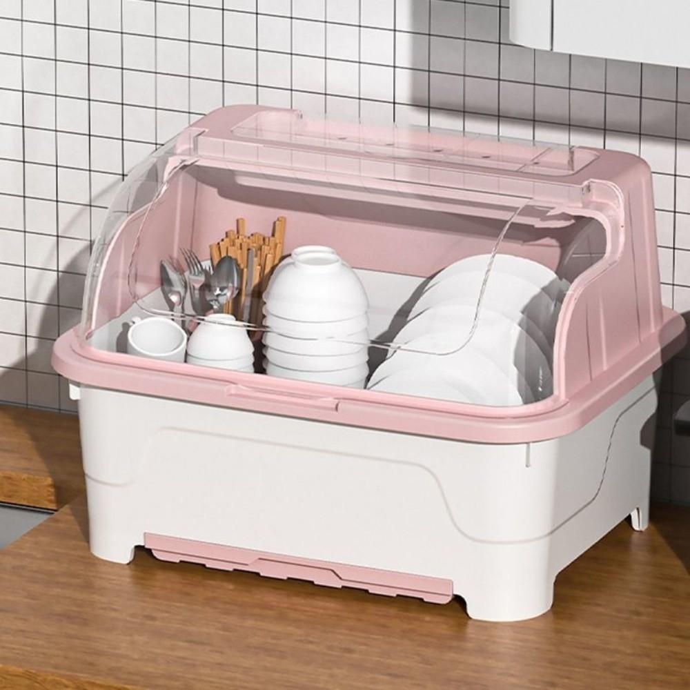 With Lid Dish Drying Rack Sealed Kitchen Storage Rack Storage Shelf Tableware Storage Box  Kitchen