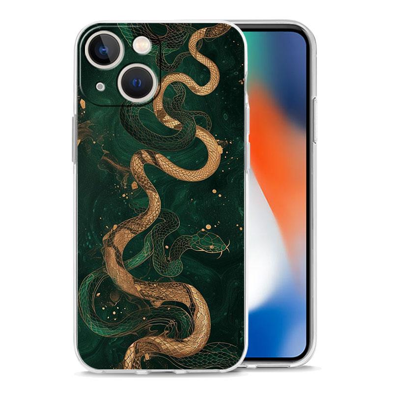Phone Case For iPhone 17 Air Cases iPhone 16 15 12 13 14 Pro Max SE 7 8 Plus iPhone11 Clear Soft Cover Blossom Pink Snake