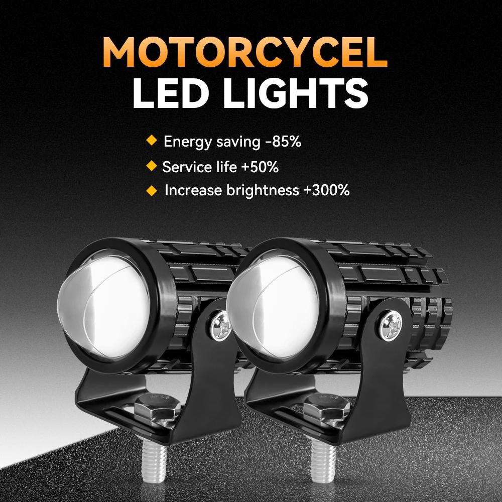 Motorcycle Mini Driving Light Dual Colo for Headlight Auxiliary Spotlight Lamp R ATV Scooter 12V Moto Fog Light Accessories