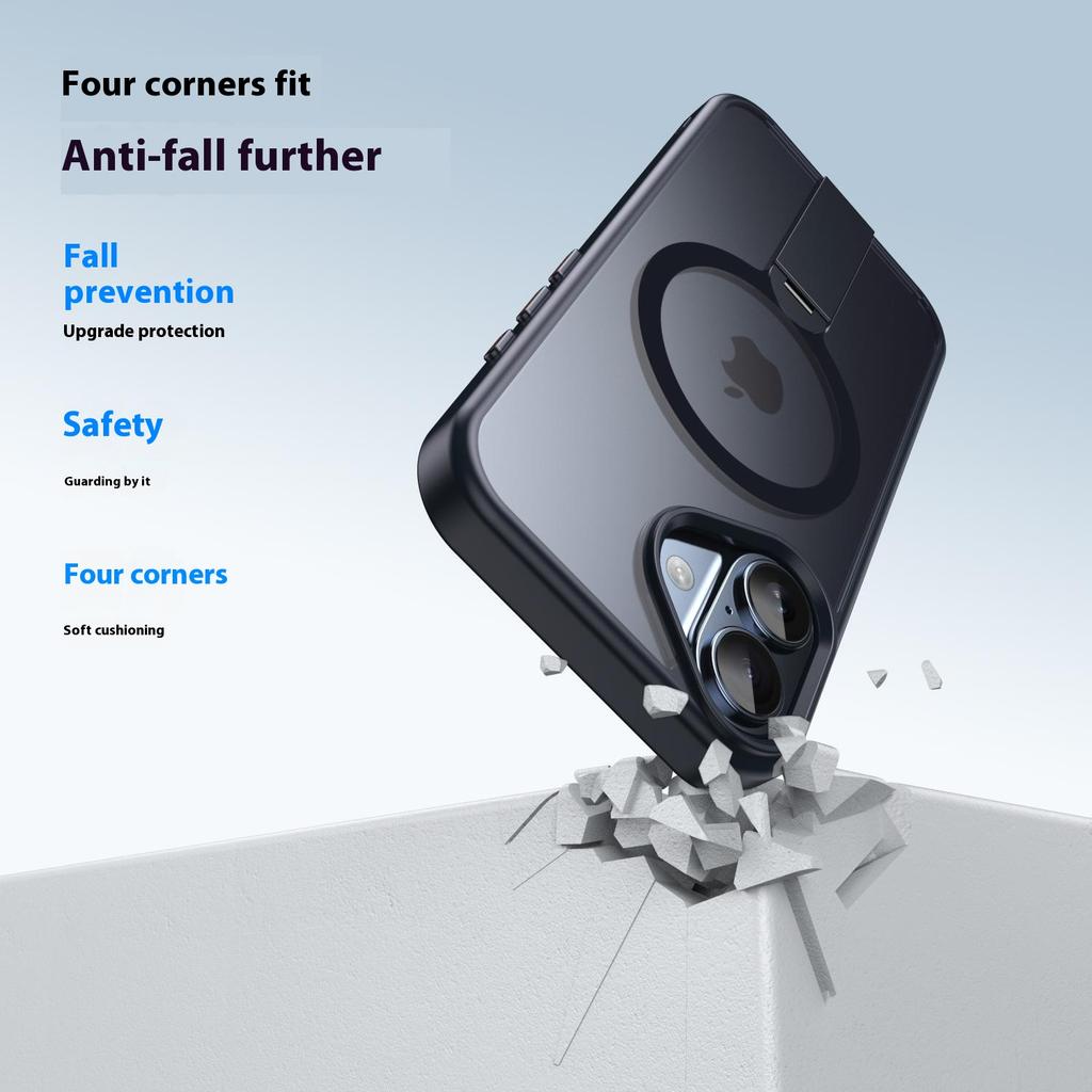 For iPhone 16 Plus Case Compatible with MagSafe Rotating Straight Kickstand TPU+PC Matte Phone Cover