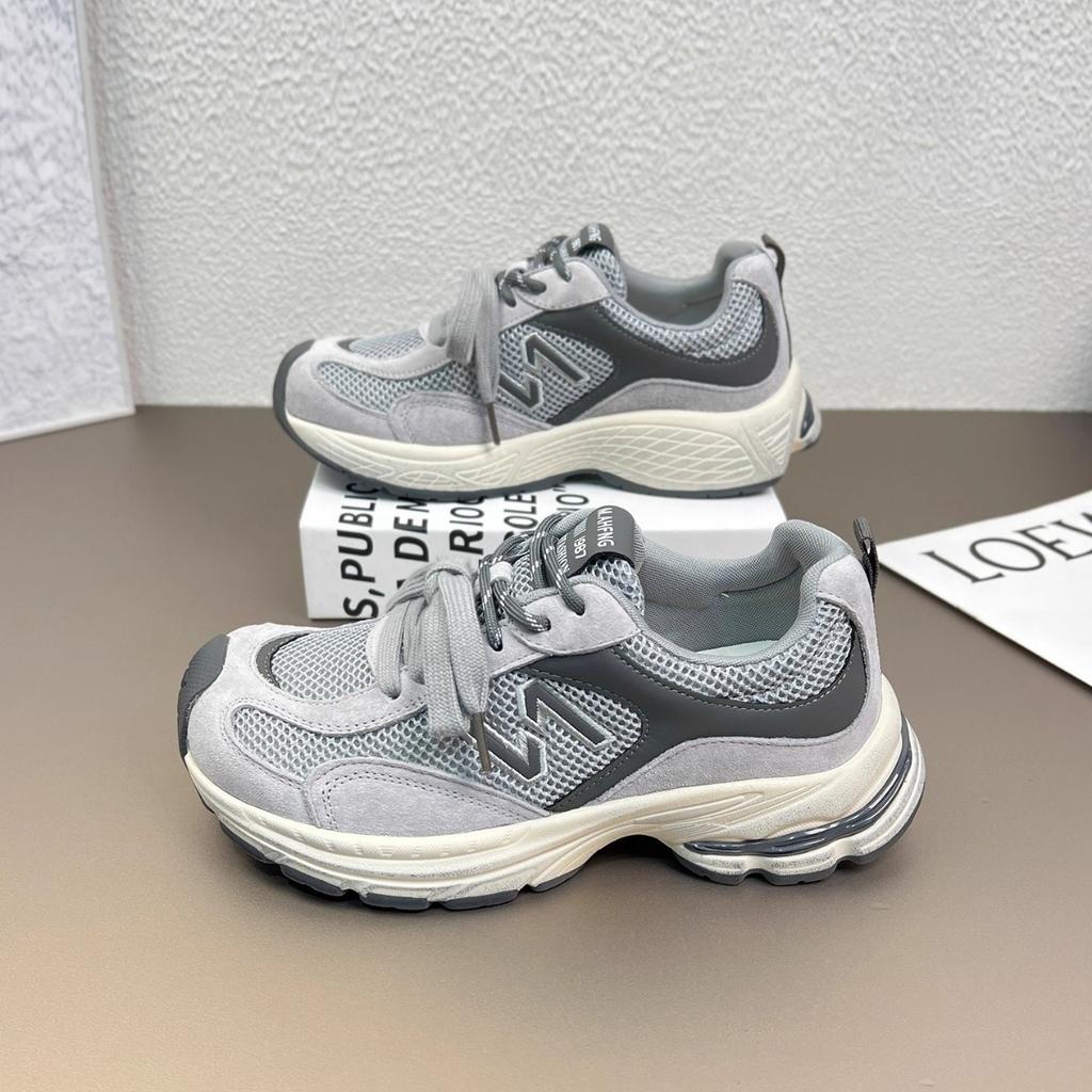 Paris retro platform dad shoes women's 2025 new mesh breathable small height increase sports and leisure shoes