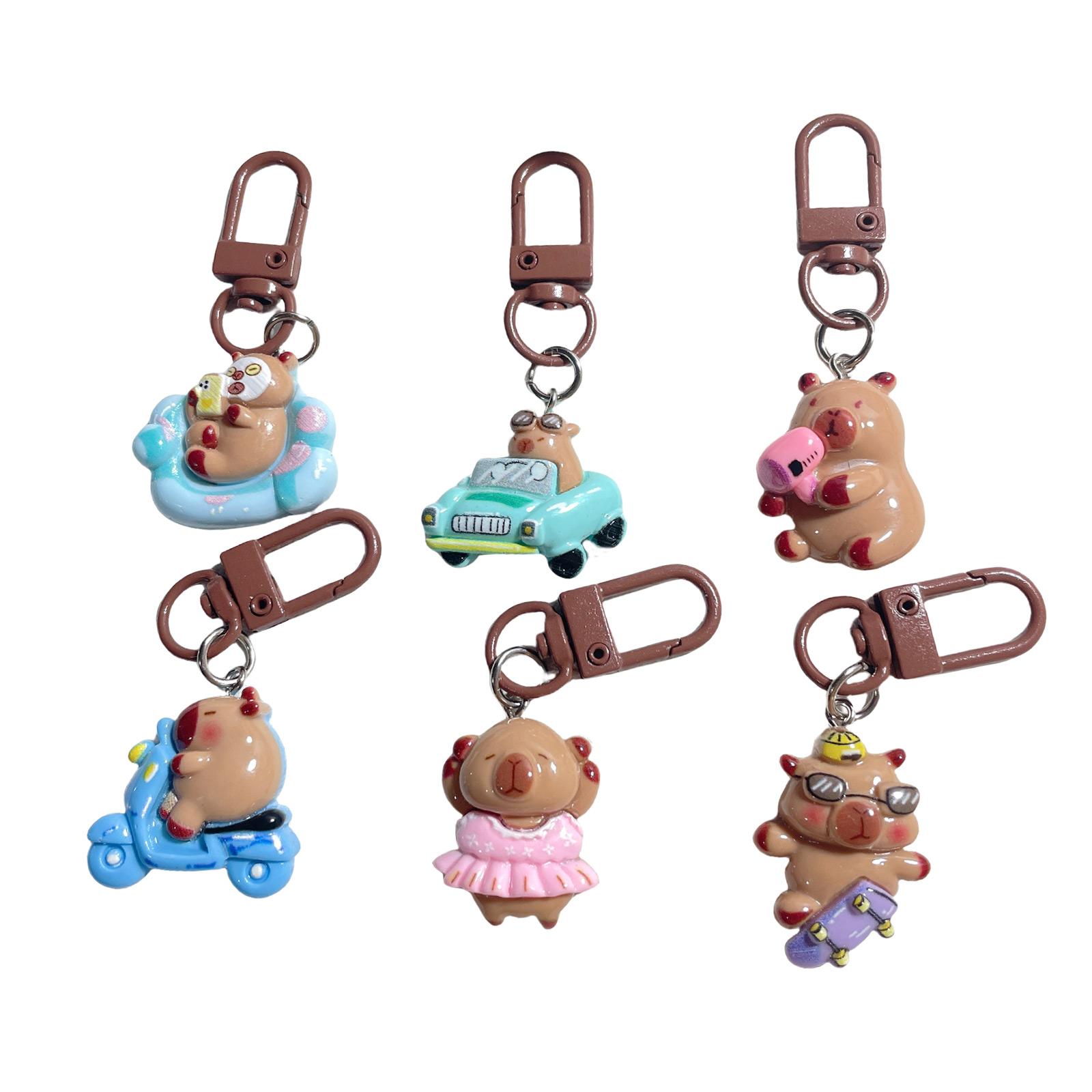 

Набор из 5/6 брелоков для ключей Capybara, многофункциональный аксессуар из смолы, мультяшная подвеска на сумку Capybara, подходит для ключей и сумок 8