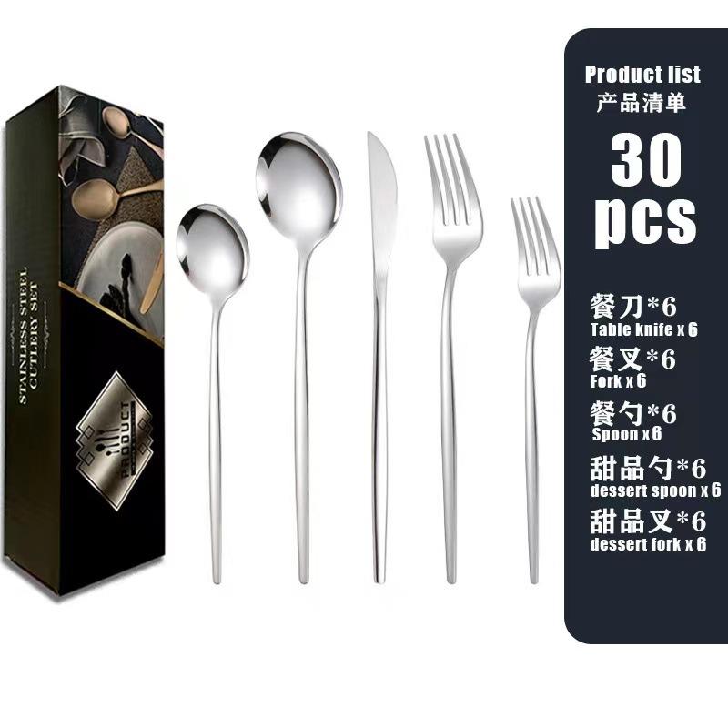 Portuguese Stainless Steel Tableware 20/30 Piece Set Western Food Steak Knife Fork Spoon Gift Box Set