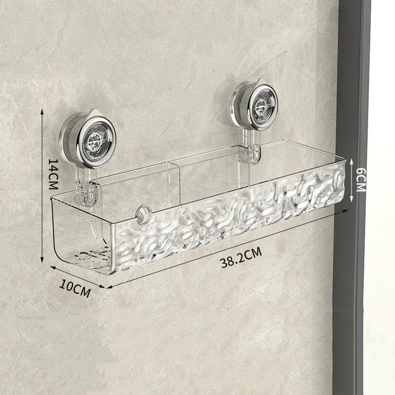 Shower Room Suction Cup Storage Shelf Basket Home Bathroom Organizer floating Shelf Decorative Easy Install Bathroom Accessories