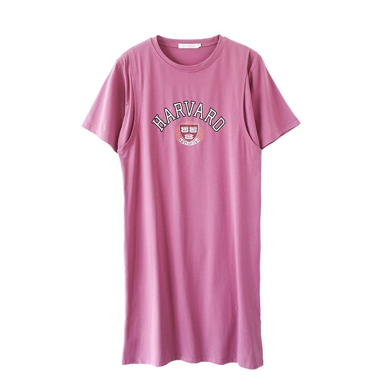 Pure Cotton Short Sleeve Breastfeeding Dress - Mid-Length Maternity/Postpartum Nightdress for Hot Mom Style