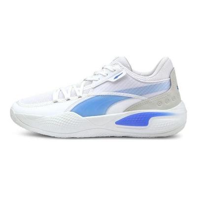 Court Rider 1.0 Team Men Low-top Fabric Synthetic Leather TPU Practical Basketball Shoes White Blue 195660-02