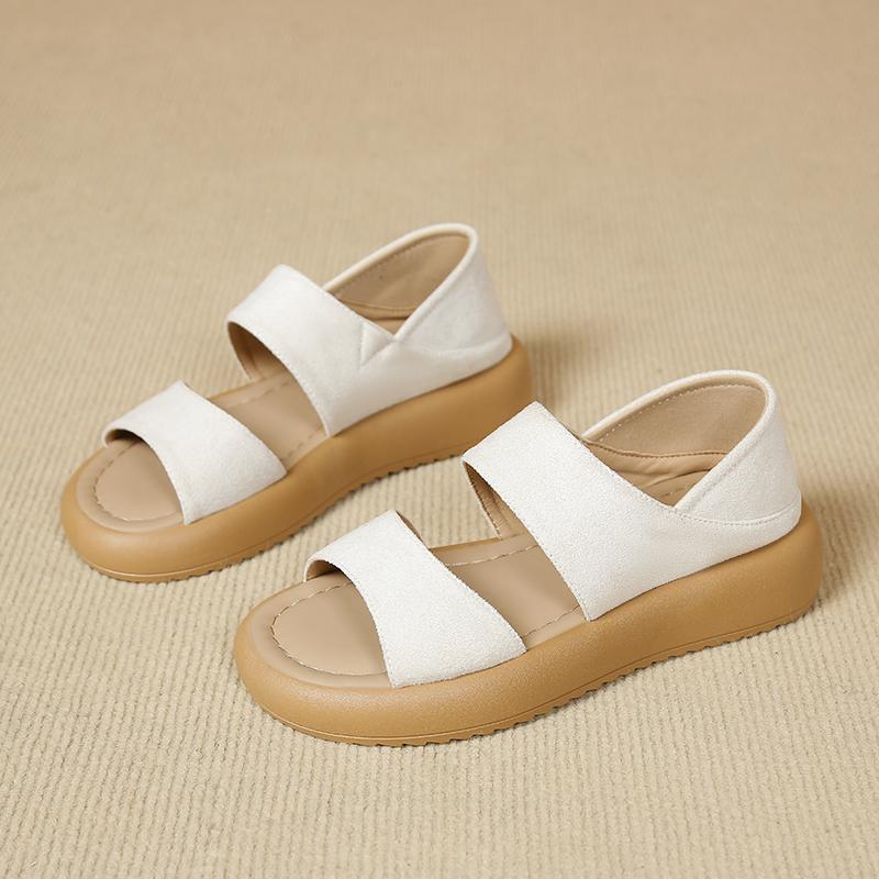 Summer Sandals For Women Spring New Flat Roman Shoes Beach Sandals Soft Sole Large Size Flower Sandals For Women Platform